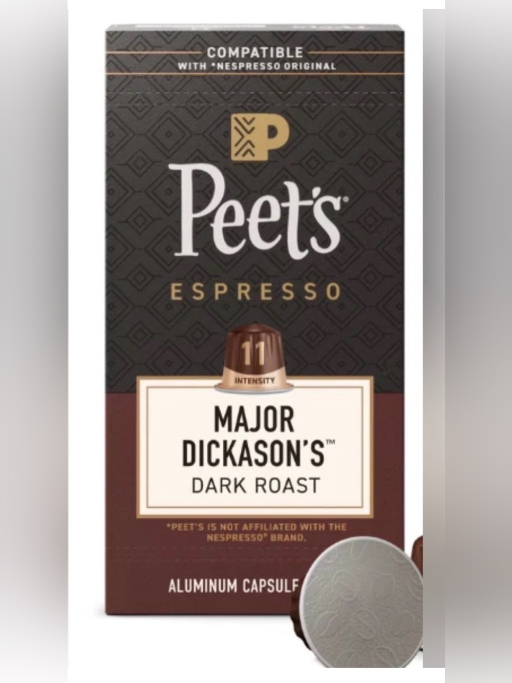Peet's Coffee Major Dickason's Dark Roast Espresso Pods 40 Count set